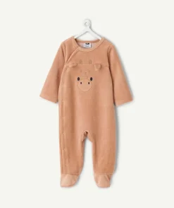 Pyjama chaud effet velours bébé garçons en velours beige