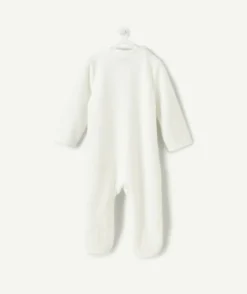 Pyjama chaud effet velours bébé garçon blanc motif oiseau