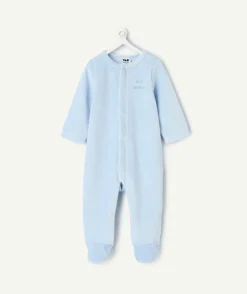 Pyjama chaud effet velours bébé garçon en coton bleu imprimé