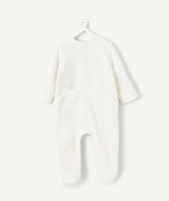 Pyjama chaud effet velours bébé mixte blanc