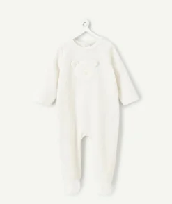 Pyjama chaud effet velours bébé mixte blanc