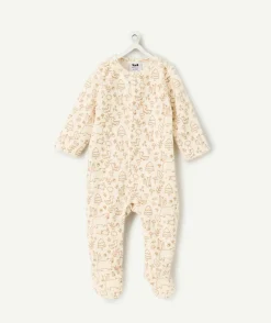 Pyjama chaud effet velours bébé imprimé forêt beige