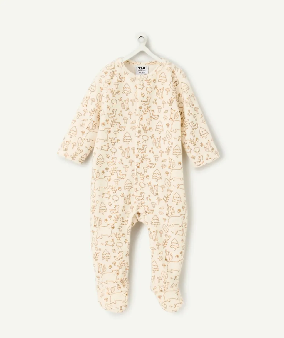 Pyjama chaud effet velours bébé imprimé forêt beige