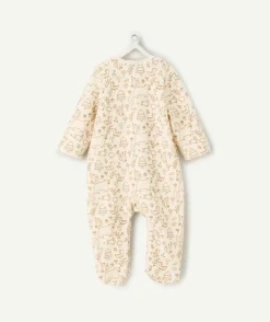 Pyjama chaud effet velours bébé imprimé forêt beige