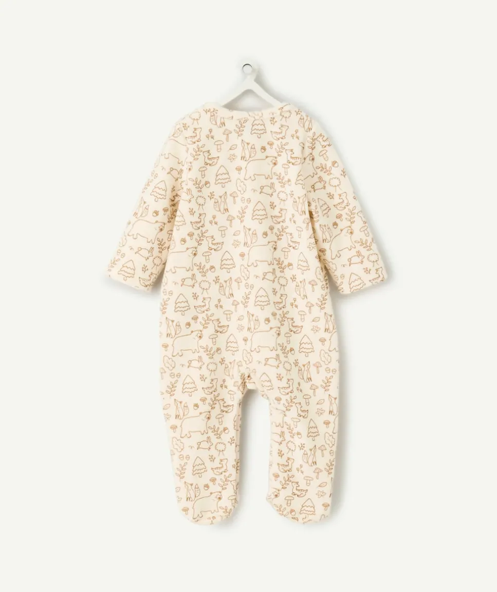 Pyjama chaud effet velours bébé imprimé forêt beige
