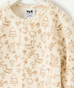 Pyjama chaud effet velours bébé imprimé forêt beige