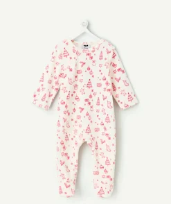 Pyjama chaud effet velours bébé imprimé coton blanc