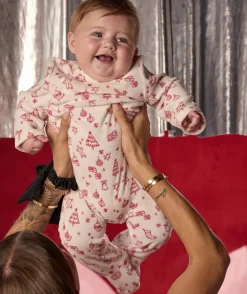 Pyjama chaud effet velours bébé imprimé coton blanc