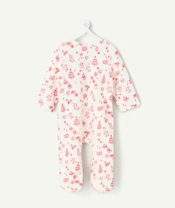 Pyjama chaud effet velours bébé imprimé coton blanc