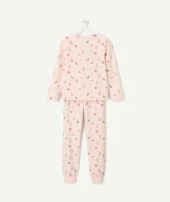 Pyjama chaud effet velours fille rose imprimé sapins