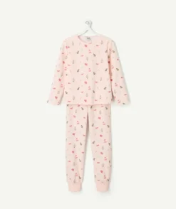 Pyjama chaud effet velours fille rose imprimé sapins