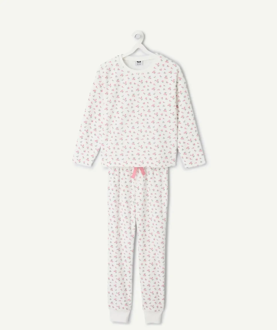Pyjama chaud effet velours fille imprimé floral