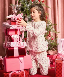 Pyjama chaud effet velours fille imprimé noël