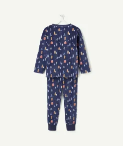 Pyjama chaud effet velours garçon imprimé maisons bleu nuit