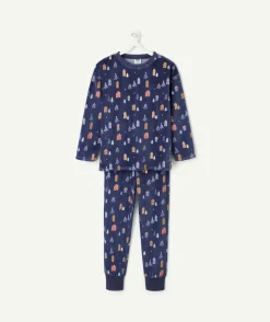 Pyjama chaud effet velours garçon imprimé maisons bleu nuit