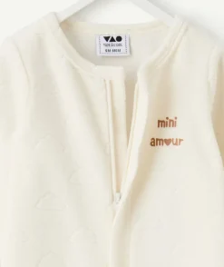 Pyjama chaud effet velours mixte naissance écru