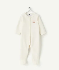Pyjama chaud effet velours mixte naissance écru