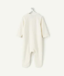 Pyjama chaud effet velours mixte naissance écru
