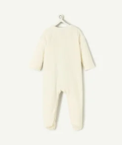 Pyjama chaud effet velours mixte naissance écru