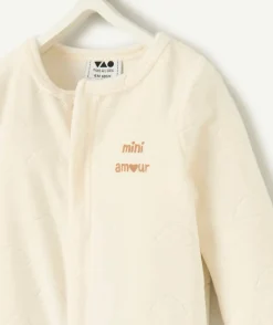 Pyjama chaud effet velours mixte naissance écru