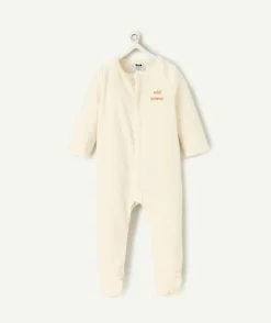Pyjama chaud effet velours mixte naissance écru
