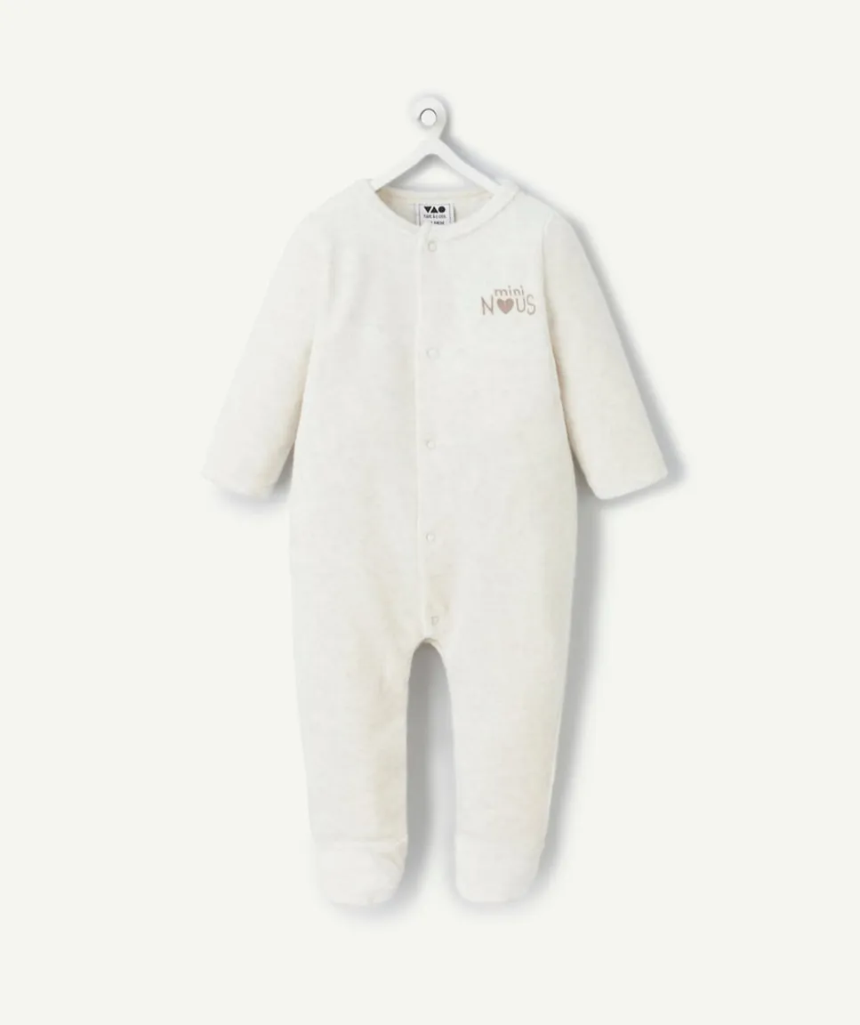 Pyjama chaud effet velours mixte naissance blanc