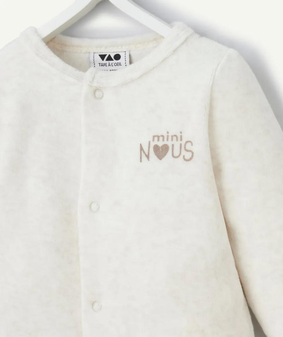 Pyjama chaud effet velours mixte naissance blanc