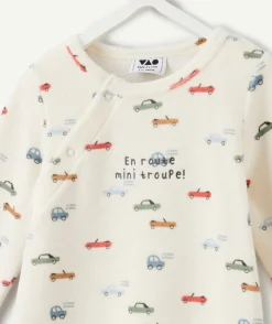 Pyjama chaud effet velours naissance garçon imprimé voitures