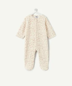 Pyjama chaud effet velours naissance écru imprimé