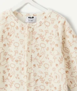 Pyjama chaud effet velours naissance écru imprimé