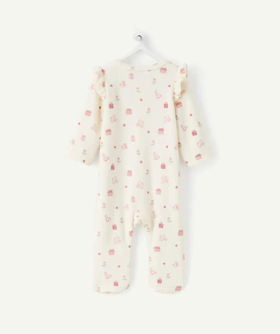 Pyjama chaud en velours fille imprimé à pressions