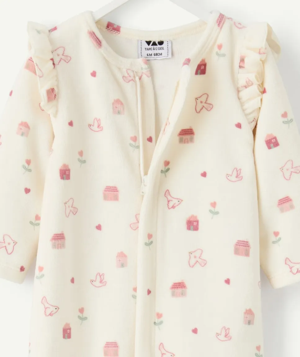 Pyjama chaud en velours fille imprimé à pressions