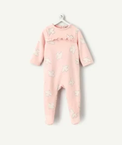Pyjama chaud fille molleton rose imprimé volants
