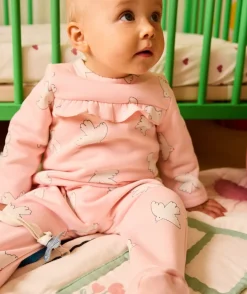 Pyjama chaud fille molleton rose imprimé volants