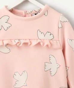 Pyjama chaud fille molleton rose imprimé volants