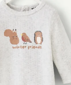 Pyjama chaud garçon velours gris imprimé