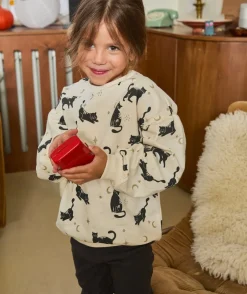 Pyjama chaud molletonné fille avec imprimé chat noir