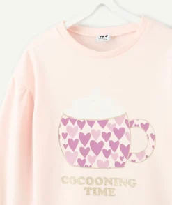 Pyjama chaud molletonné fille rose imprimé cœurs