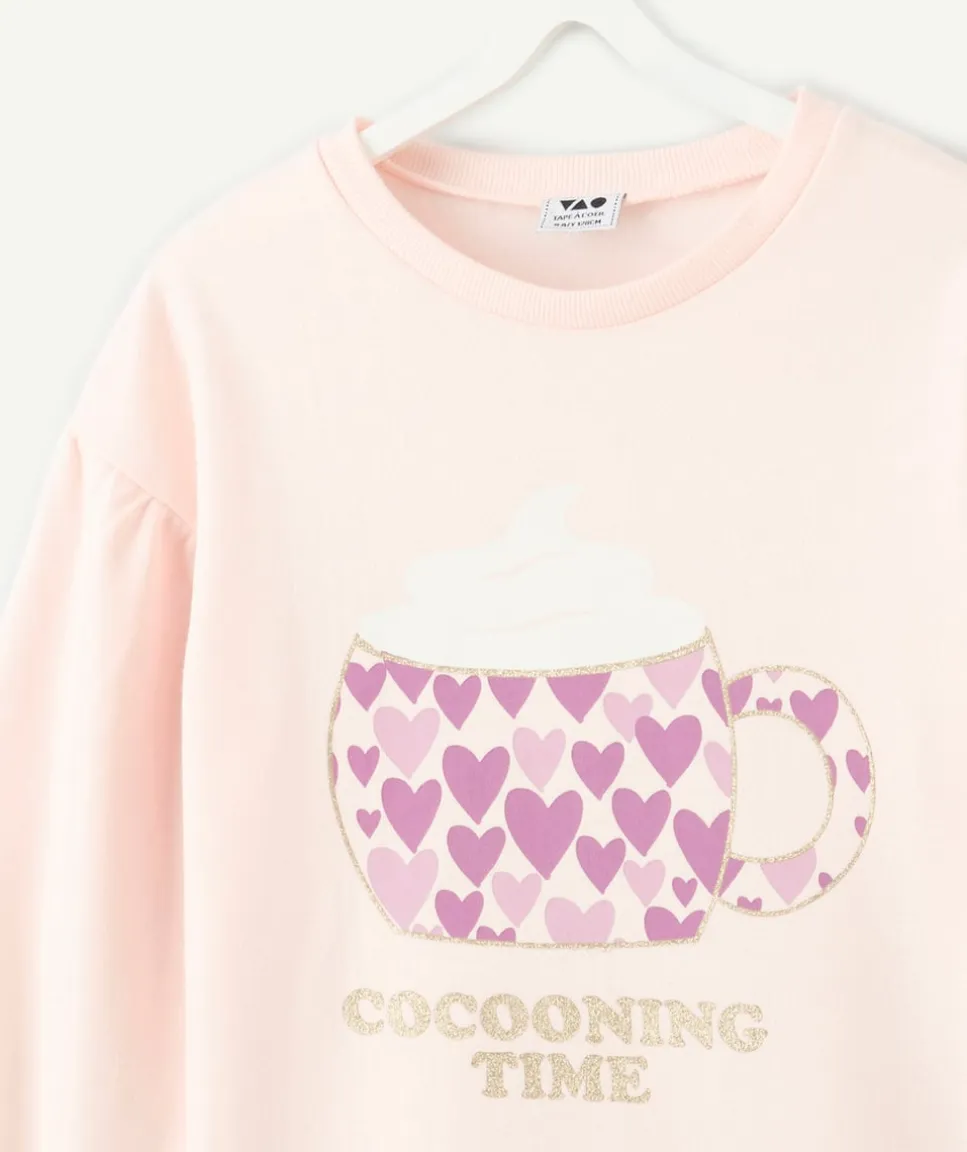 Pyjama chaud molletonné fille rose imprimé cœurs
