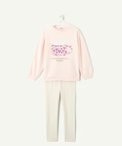 Pyjama chaud molletonné fille rose imprimé cœurs