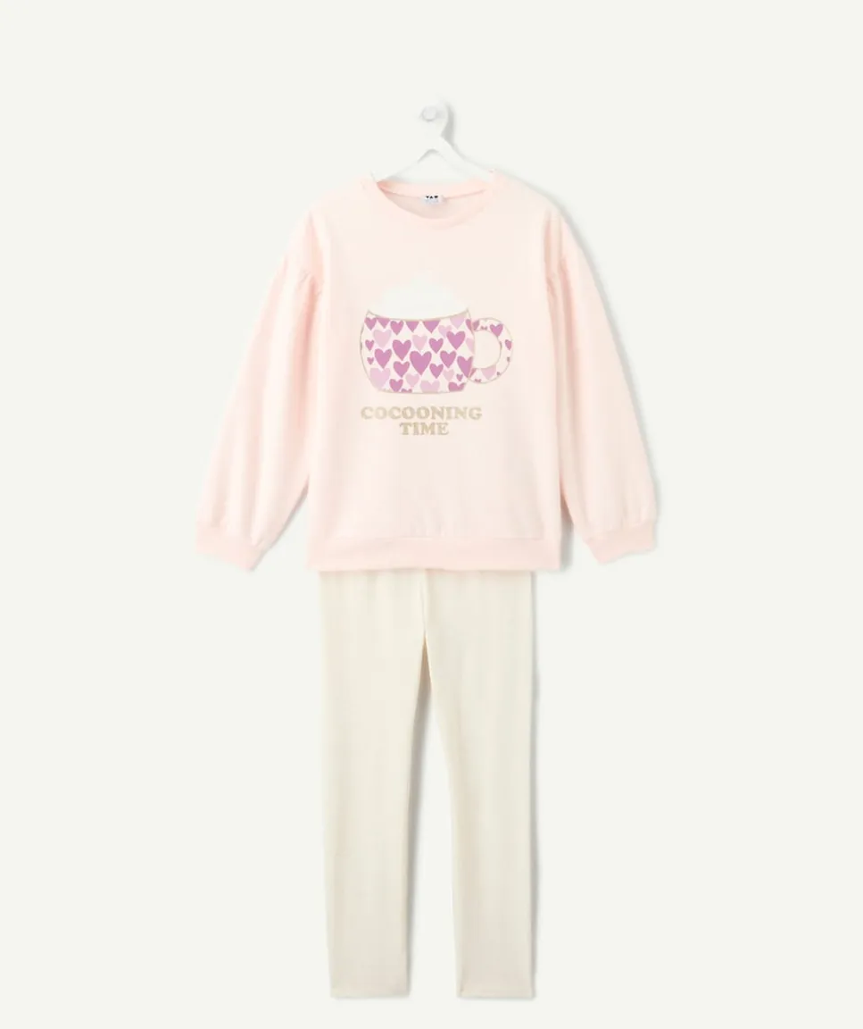 Pyjama chaud molletonné fille rose imprimé cœurs