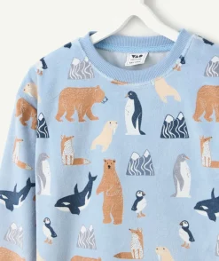 Pyjama chaud molletonné garçon imprimé animaux bleu
