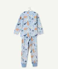 Pyjama chaud molletonné garçon imprimé animaux bleu