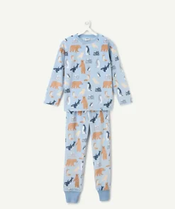 Pyjama chaud molletonné garçon imprimé animaux bleu