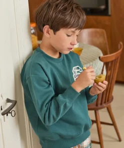Pyjama chaud molletonné garçon vert imprimé carreaux