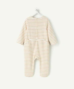 Pyjama chaud molletonné mixte rayé poche lapin