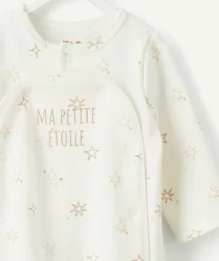 Pyjama chaud molletonné naissance écru imprimé étoiles