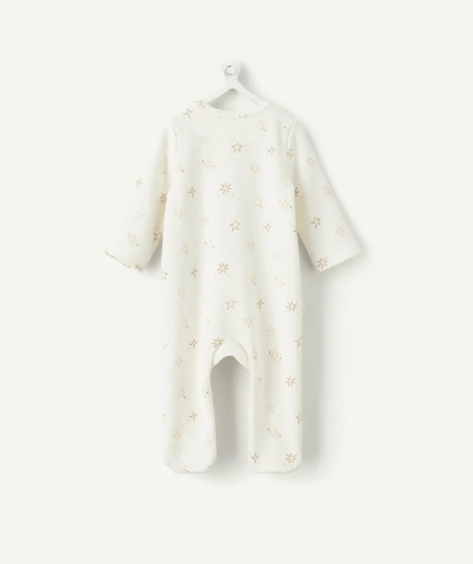 Pyjama chaud molletonné naissance écru imprimé étoiles
