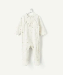 Pyjama chaud molletonné naissance écru imprimé étoiles