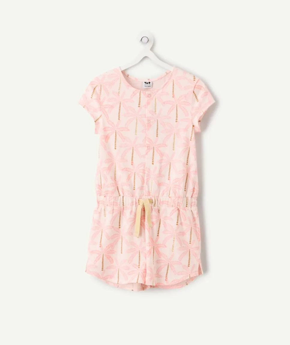 Pyjama combishort fille coton imprimé palmiers